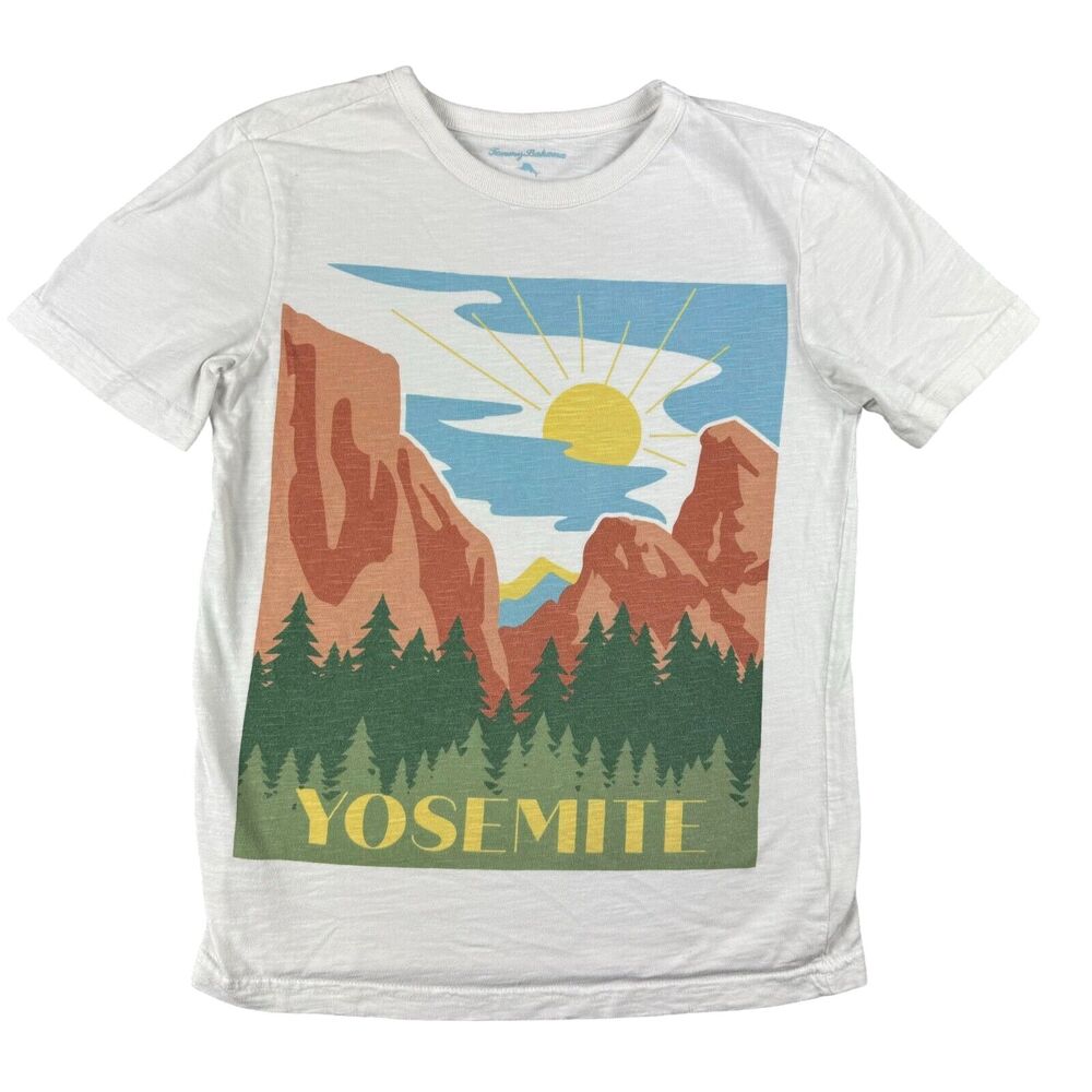 Tommy Bahama Shirt Boy's Medium 7-8 White Yosemite National Park Nature Outdoor